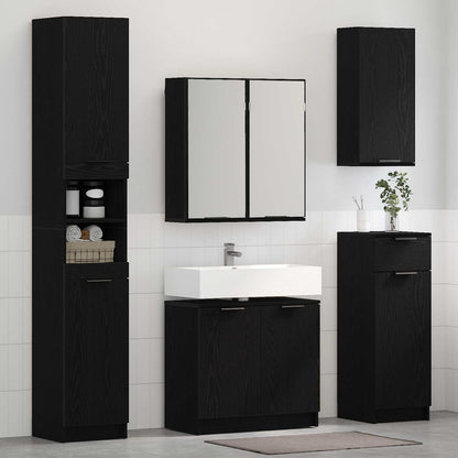 Set di mobili per il bagno 3 pcs Rovere Nero Legno multistrato