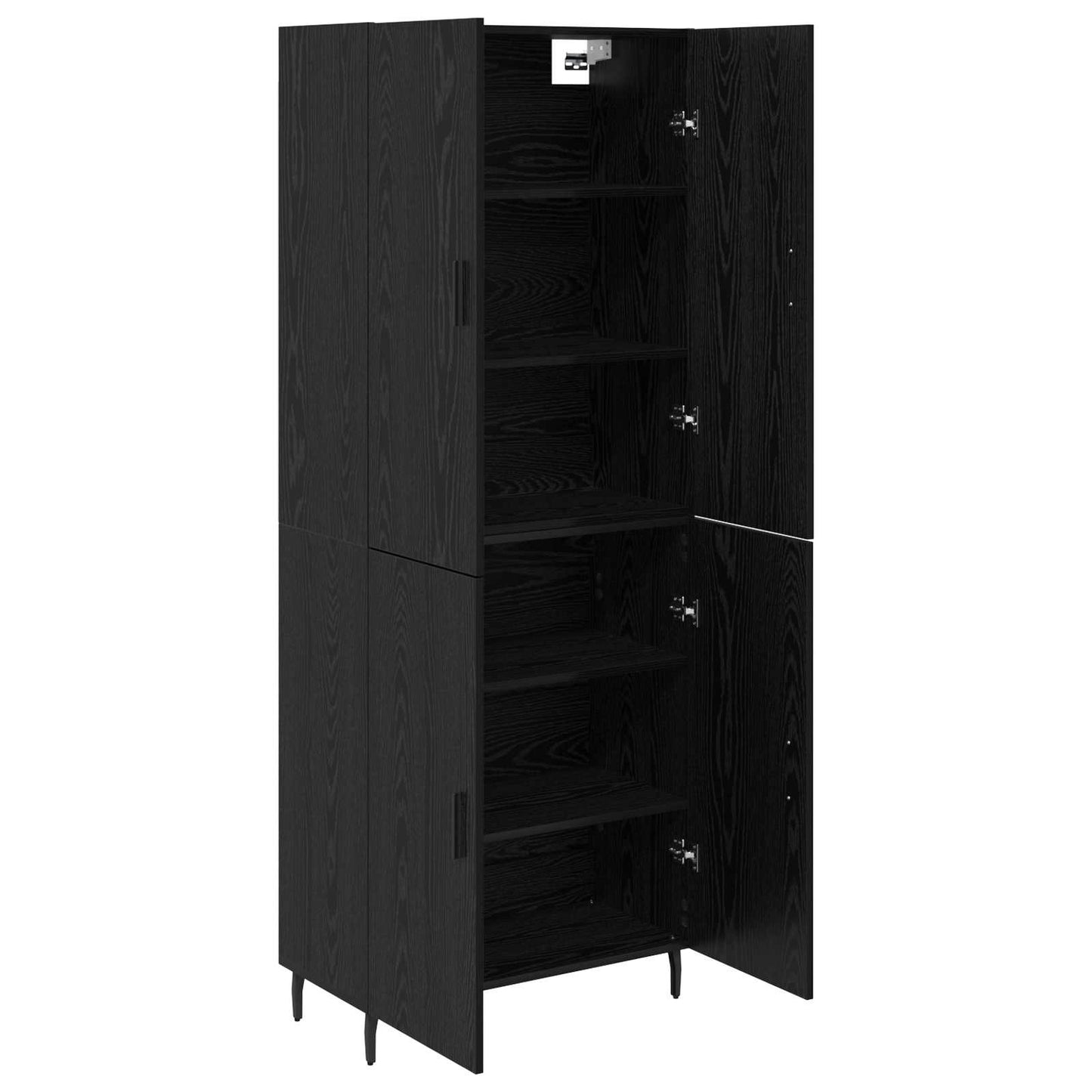 Credenza 2 pcs Rovere Nero Legno Stratificato e Vetro