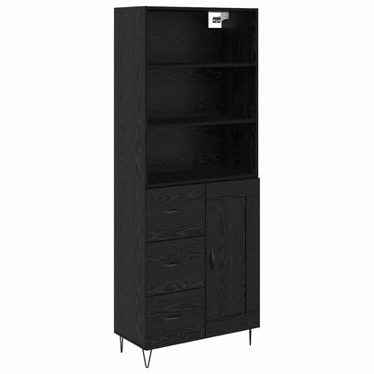 Credenza con cassetto 2 pcs Rovere Nero Legno multistrato