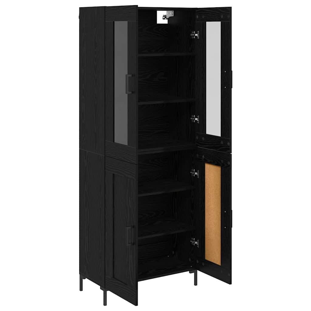 Credenza 2 pcs Rovere Nero Legno multistrato