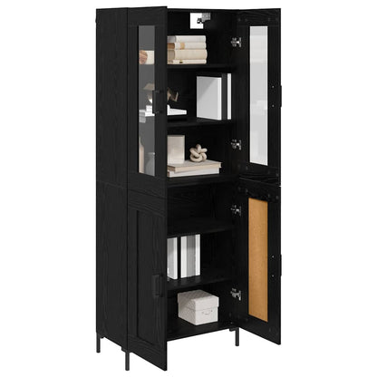 Credenza 2 pcs Rovere Nero Legno multistrato
