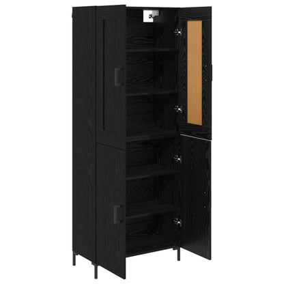 Credenza 2 pcs Rovere Nero Legno multistrato