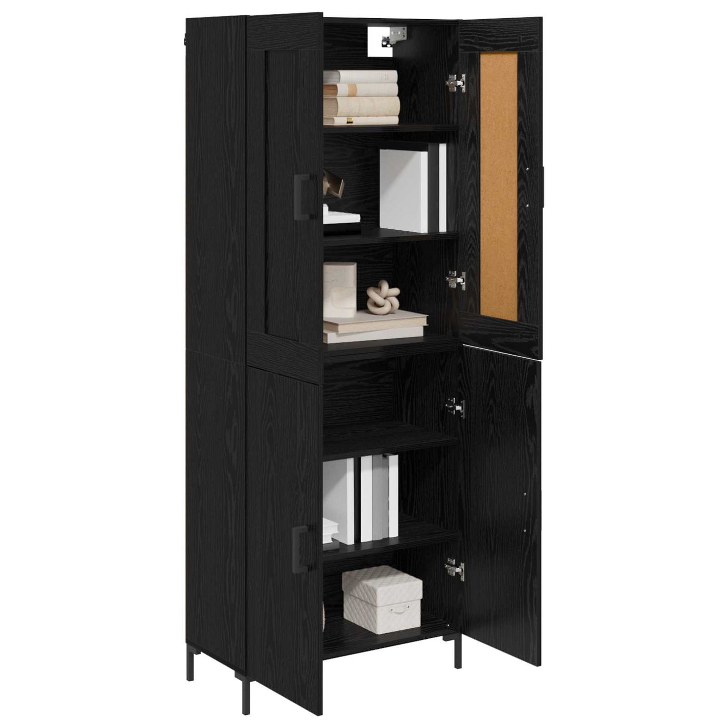 Credenza 2 pcs Rovere Nero Legno multistrato