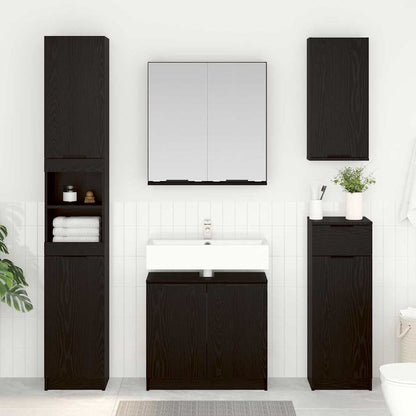 Set di Armadi da Bagno 3 pcs Rovere Nero Legno multistrato