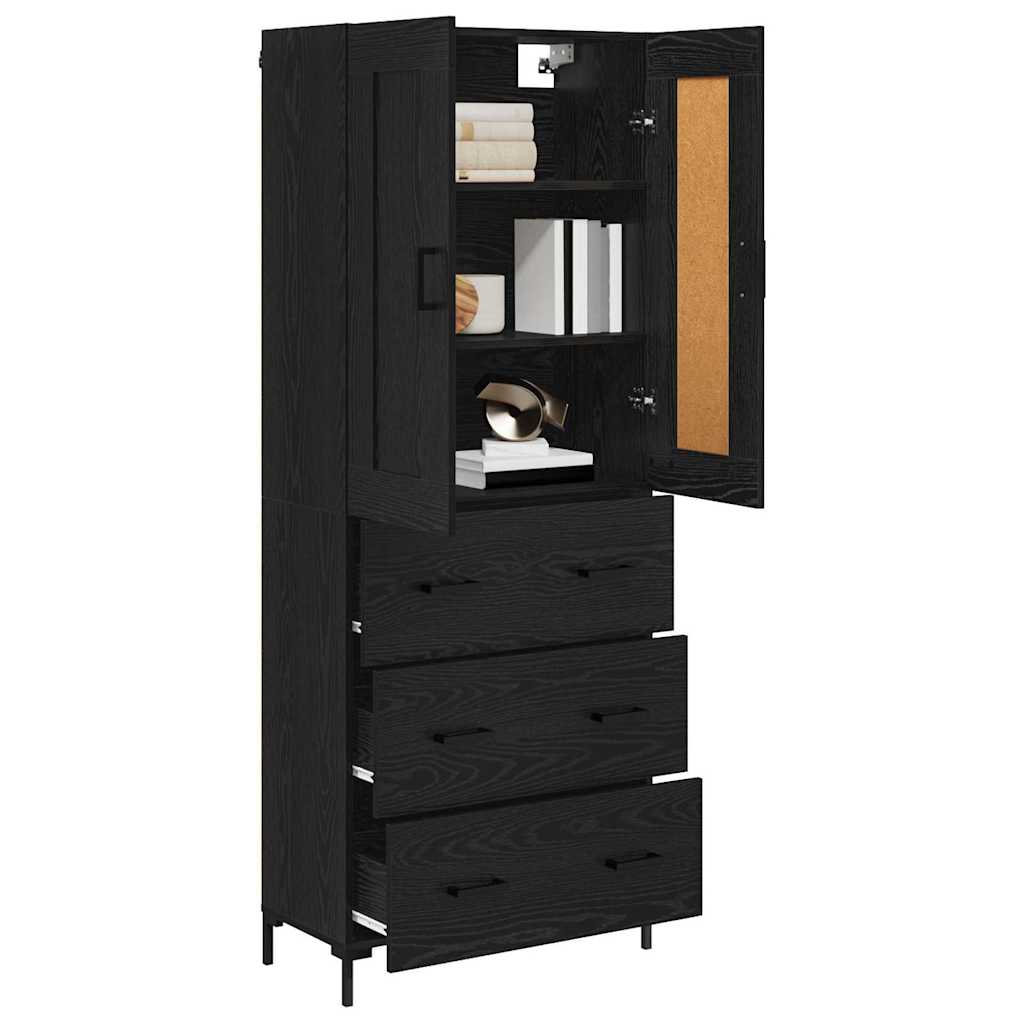 Credenza con cassetto 2 pcs Rovere Nero Legno multistrato