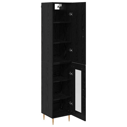 Credenza 2 pcs Rovere Nero Legno multistrato