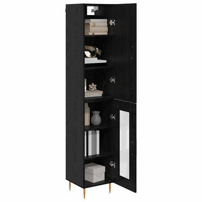 Credenza 2 pcs Rovere Nero Legno multistrato