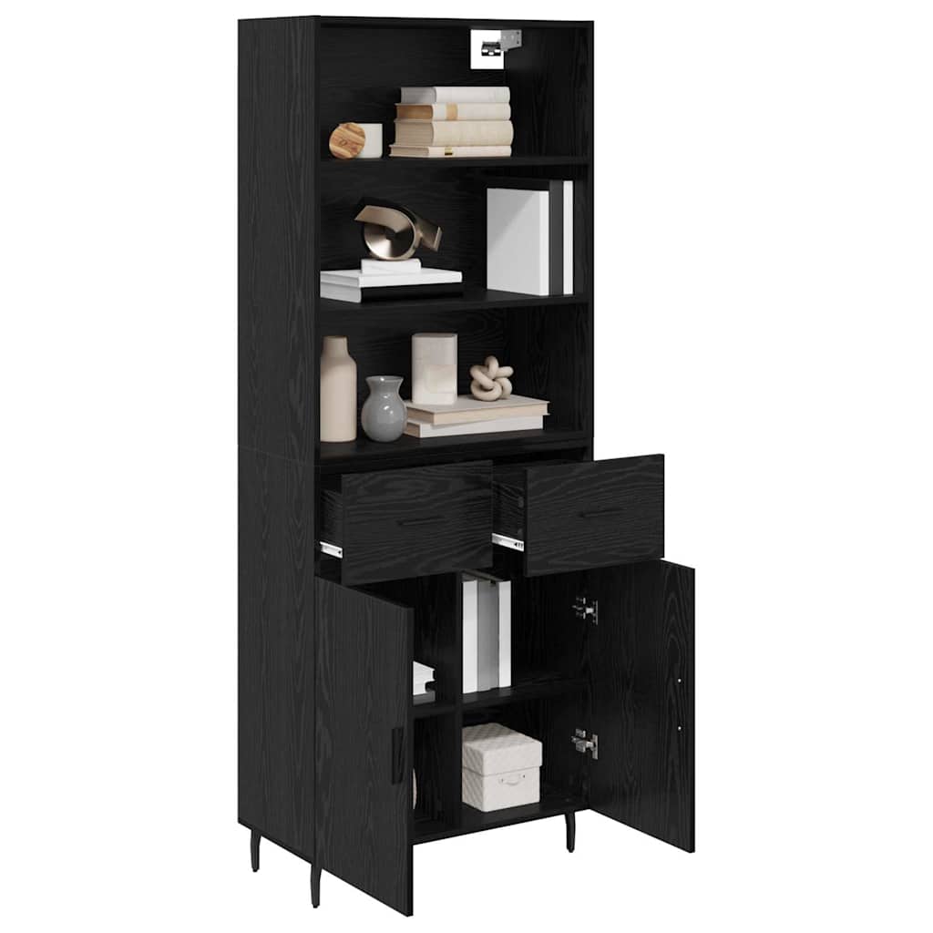 Credenza con cassetto Rovere Nero 69,5 x 34 x 180 cm