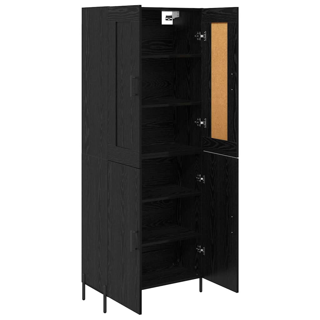 Credenza 2 pcs Rovere Nero Legno multistrato