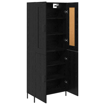 Credenza 2 pcs Rovere Nero Legno multistrato