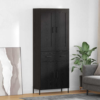 Credenza con cassetto 2 pcs Rovere Nero Legno multistrato