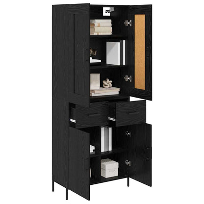 Credenza con cassetto 2 pcs Rovere Nero Legno multistrato
