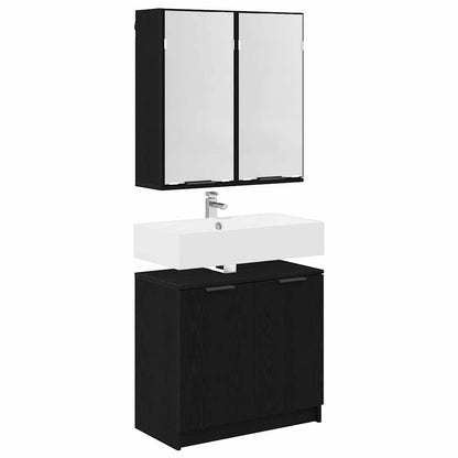 Set di Armadi da Bagno 2 pcs Rovere Nero Legno multistrato