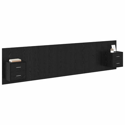 Testata con Comodino 3 pcs Rovere Nero Legno multistrato