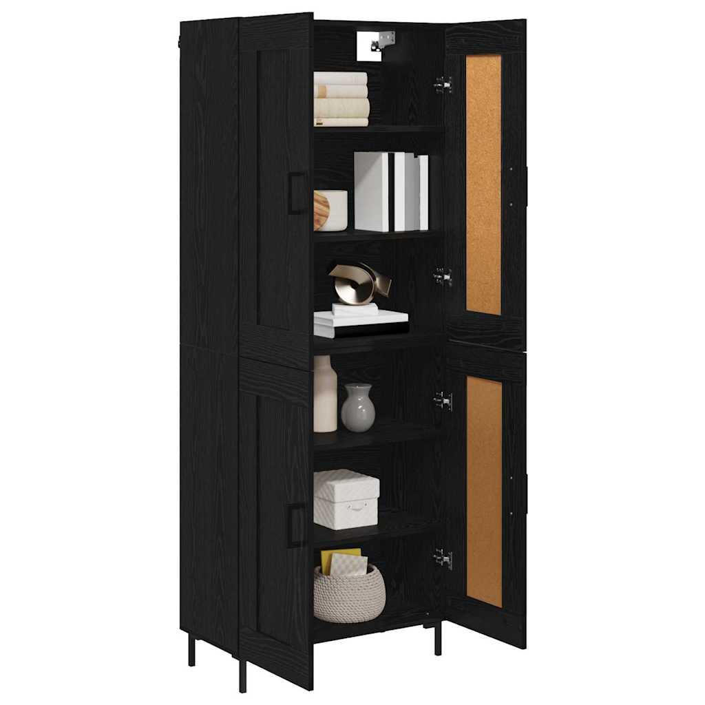 Credenza 2 pcs Rovere Nero Legno multistrato