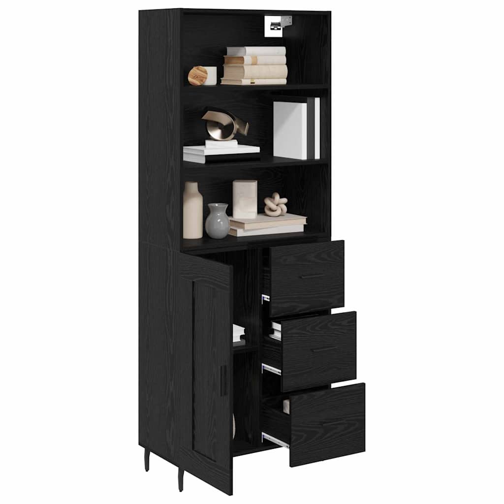 Credenza con cassetto Rovere Nero 69,5 x 34 x 180 cm