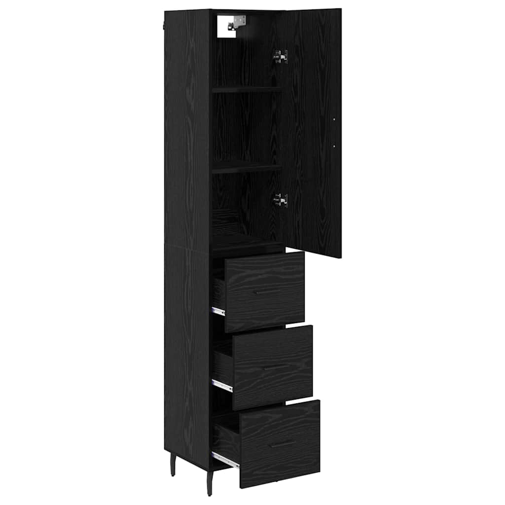 Credenza Rovere Nero 34,5 x 34 x 180 cm Legno multistrato