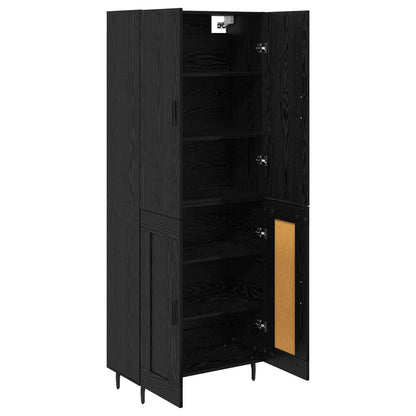 Credenza 2 pcs Rovere Nero Legno Stratificato e Vetro