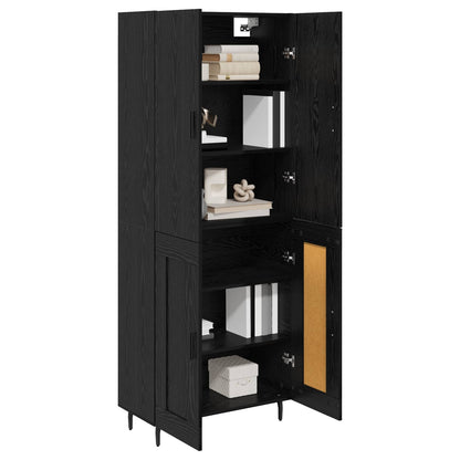 Credenza 2 pcs Rovere Nero Legno Stratificato e Vetro
