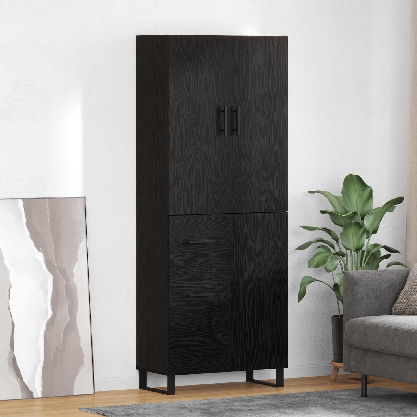 Credenza con cassetto 2 pcs Rovere Nero 69,5 x 34 x 180 cm