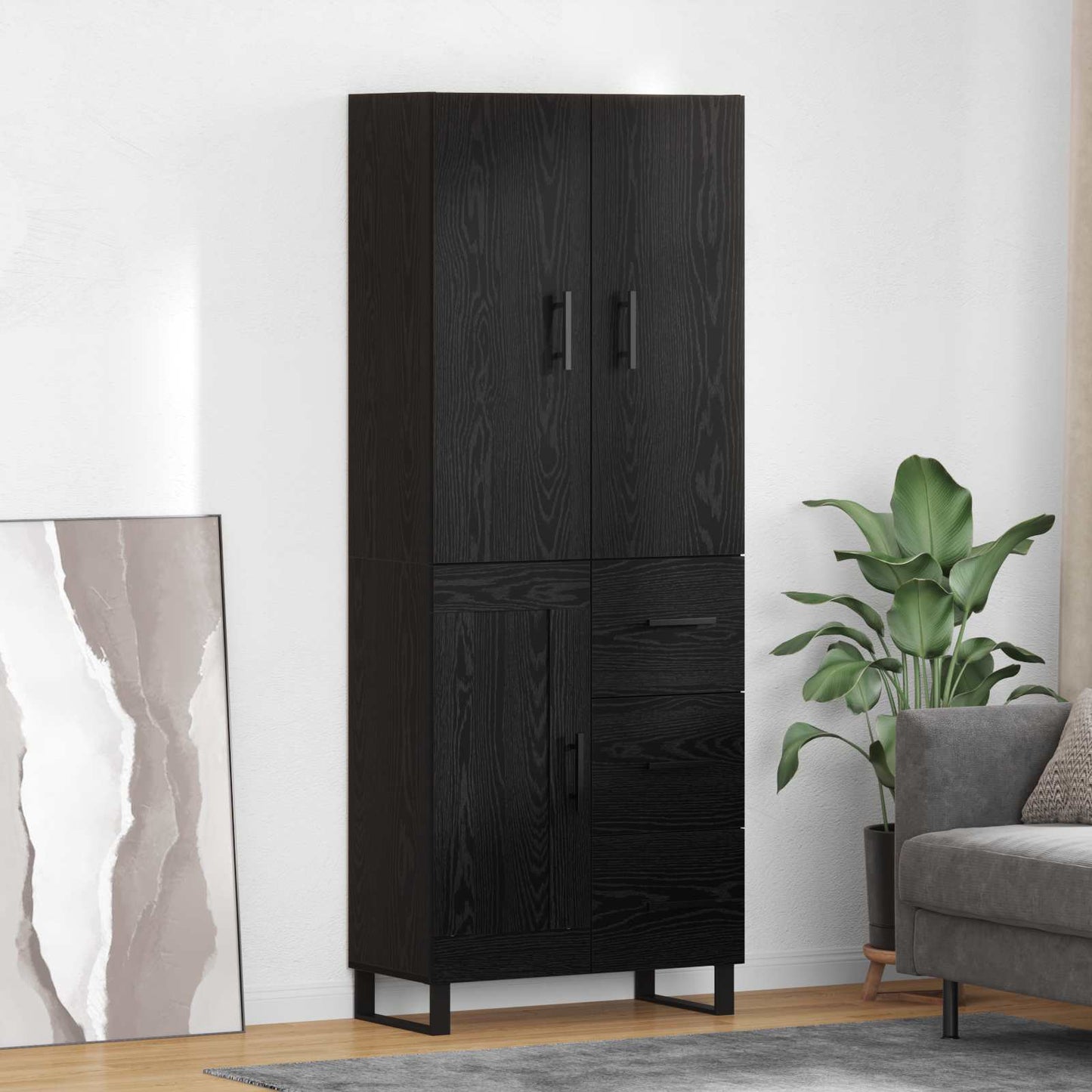 Credenza con cassetto 2 pcs Rovere Nero 69,5 x 34 x 180 cm