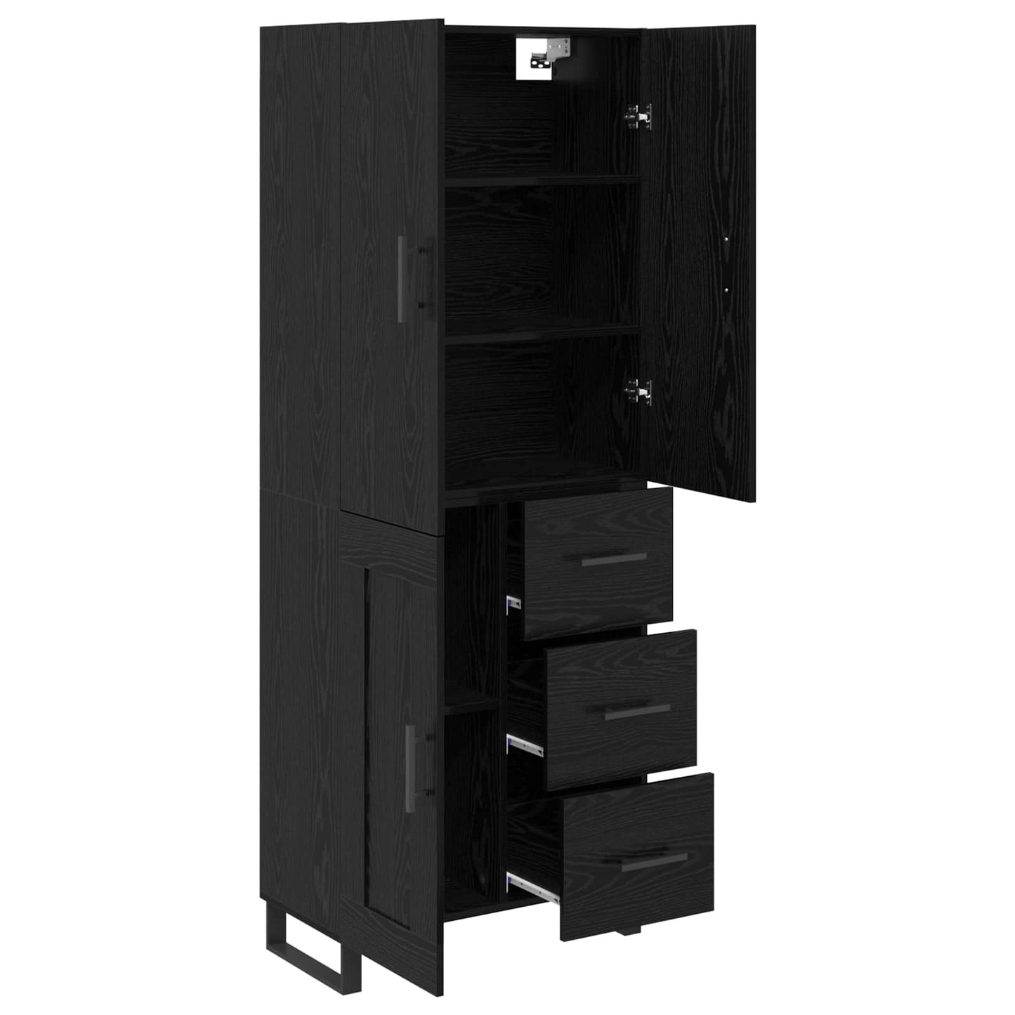 Credenza con cassetto 2 pcs Rovere Nero 69,5 x 34 x 180 cm