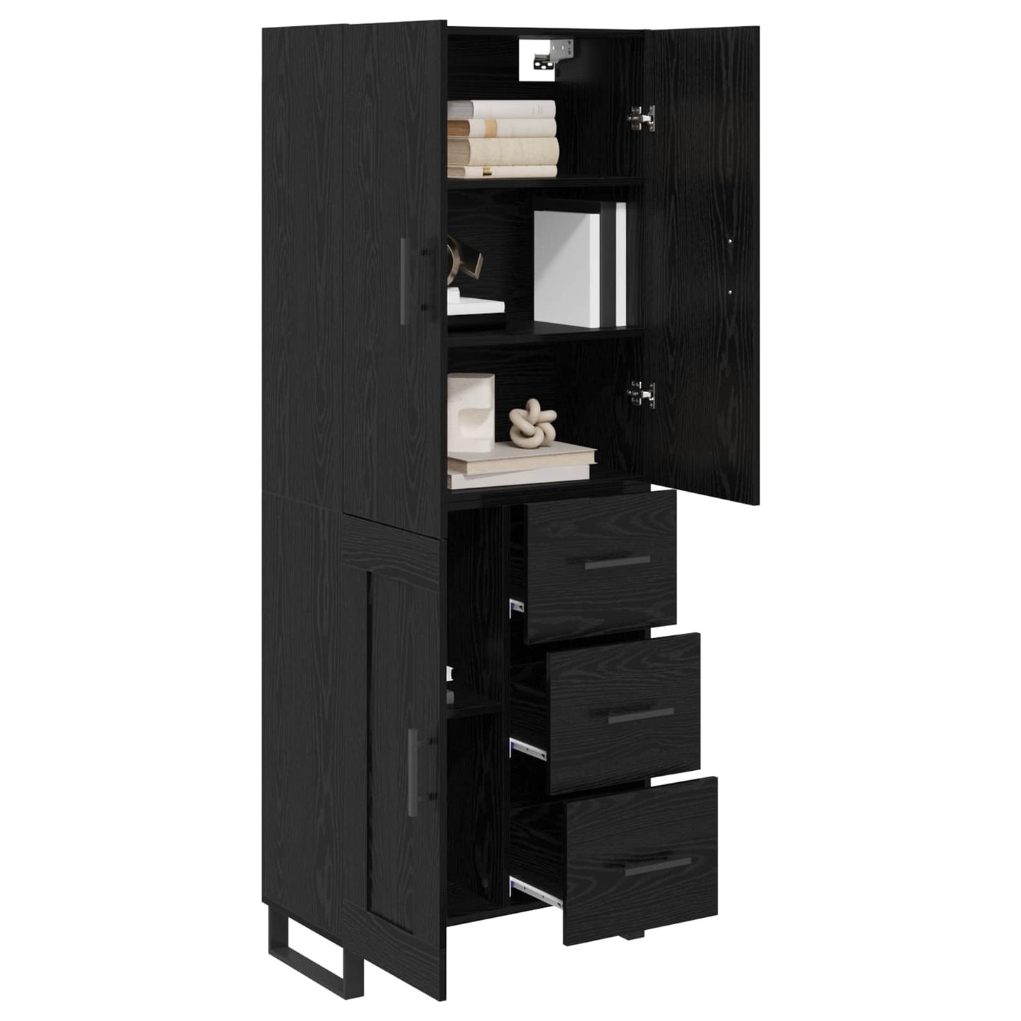 Credenza con cassetto 2 pcs Rovere Nero 69,5 x 34 x 180 cm