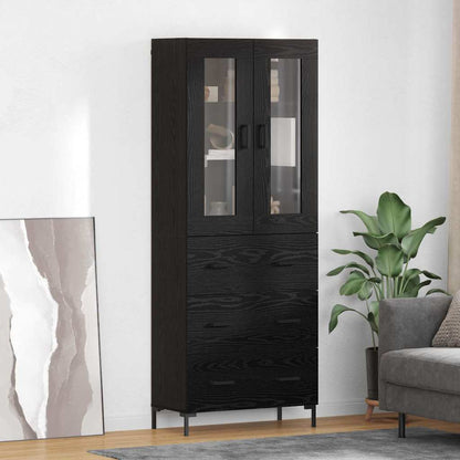 Credenza con cassetto 2 pcs Rovere Nero Legno multistrato