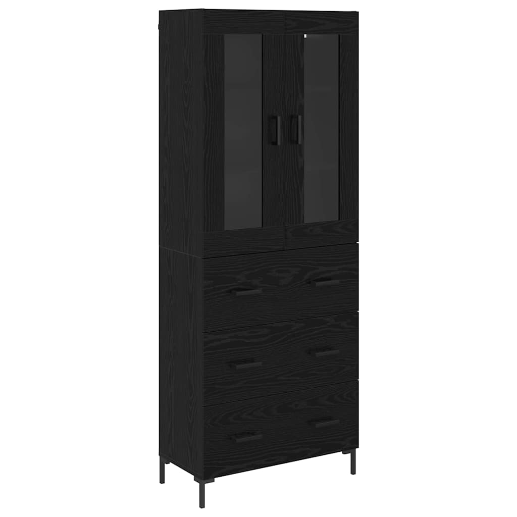 Credenza con cassetto 2 pcs Rovere Nero Legno multistrato