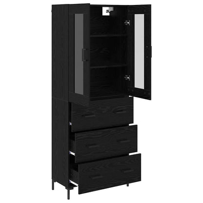 Credenza con cassetto 2 pcs Rovere Nero Legno multistrato