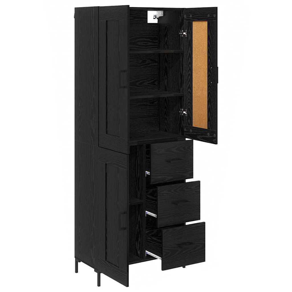 Credenza con cassetto 2 pcs Rovere Nero Legno multistrato