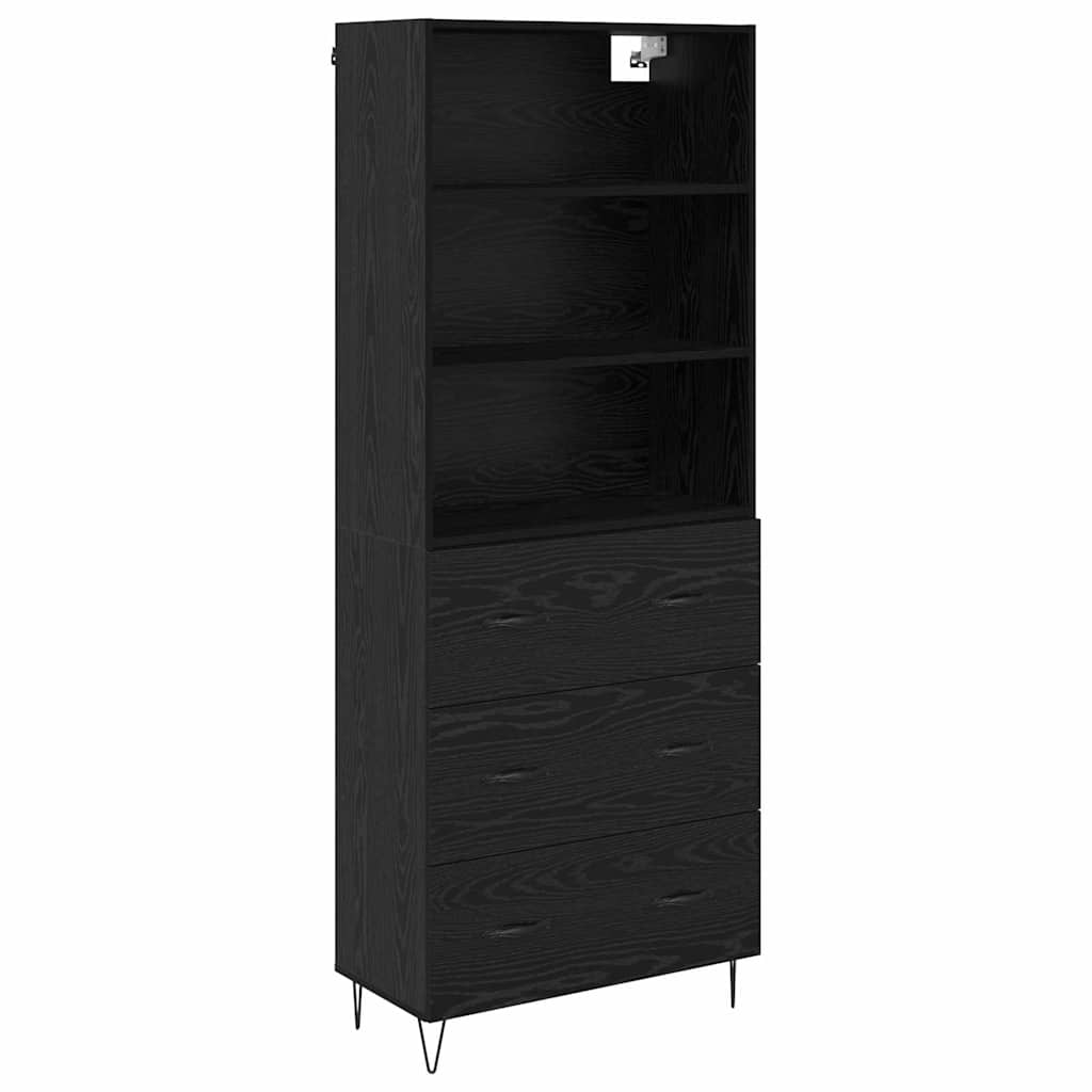 Credenza con cassetto 2 pcs Rovere Nero Legno multistrato