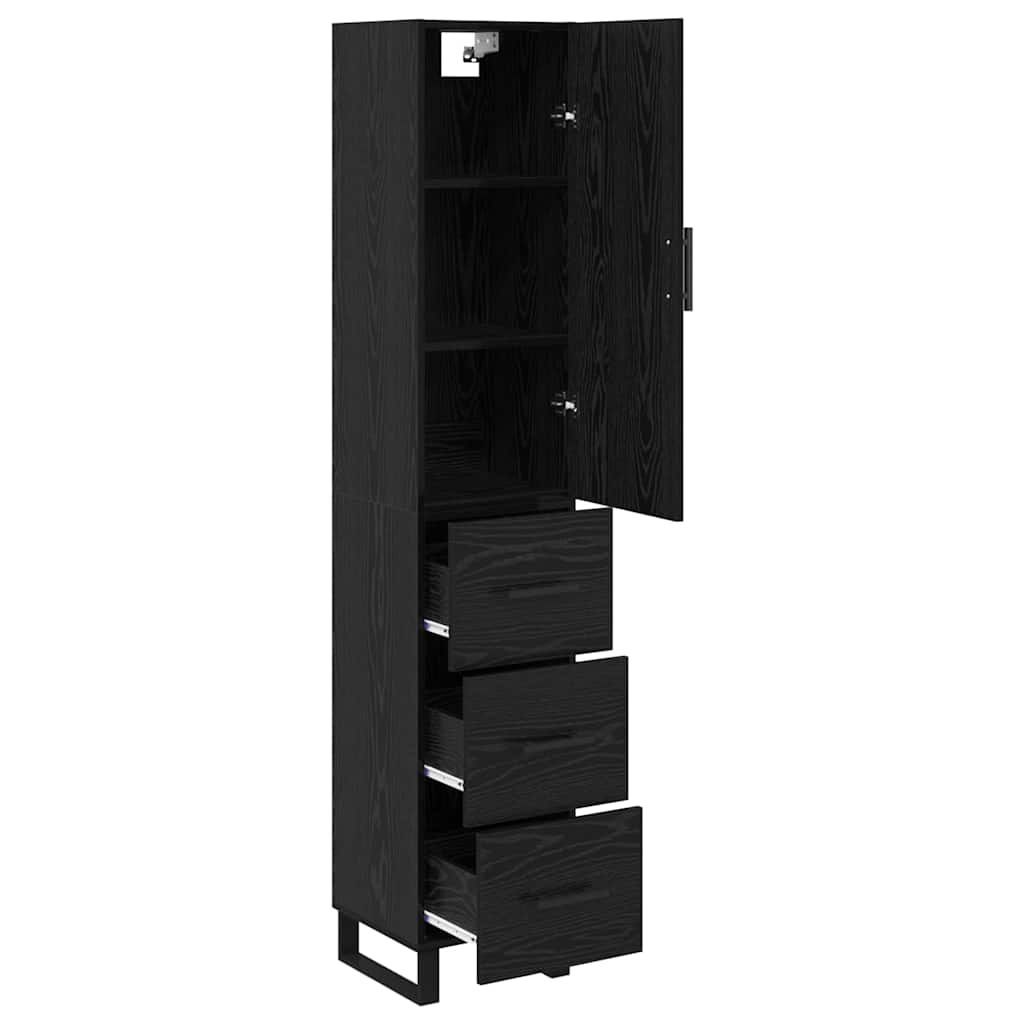 Credenza Rovere Nero 34,5 x 34 x 180 cm Legno multistrato