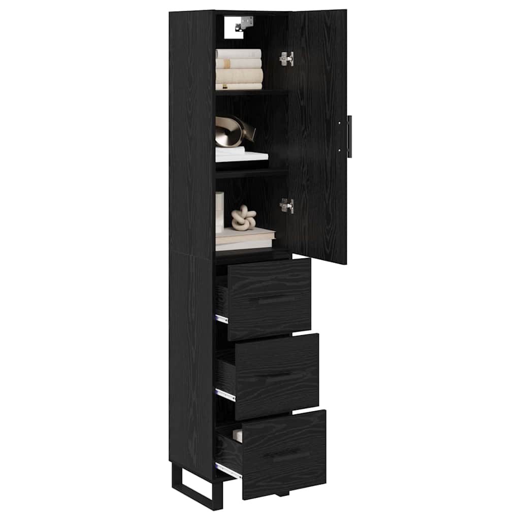 Credenza Rovere Nero 34,5 x 34 x 180 cm Legno multistrato
