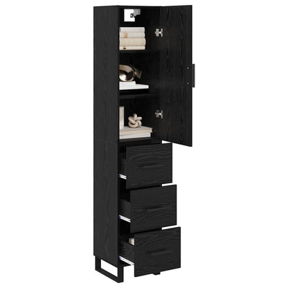 Credenza Rovere Nero 34,5 x 34 x 180 cm Legno multistrato