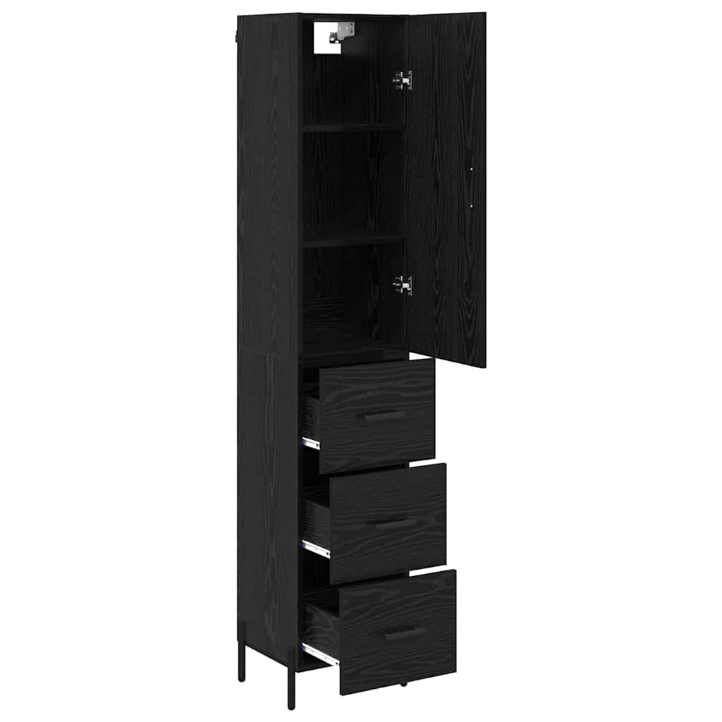 Credenza Rovere Nero 34,5 x 34 x 180 cm Legno multistrato