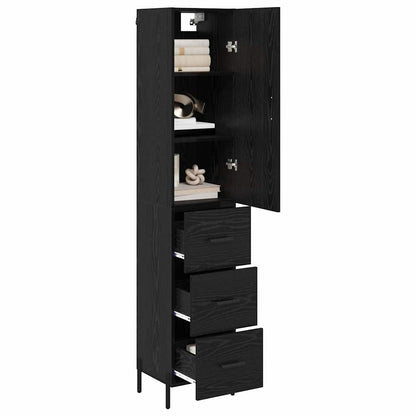 Credenza Rovere Nero 34,5 x 34 x 180 cm Legno multistrato
