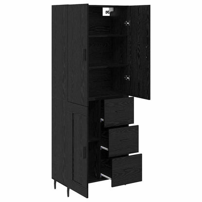Credenza 2 pcs Rovere Nero Legno Stratificato e Vetro