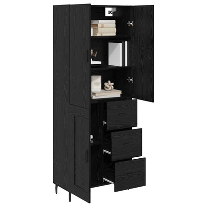 Credenza 2 pcs Rovere Nero Legno Stratificato e Vetro