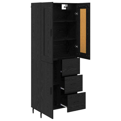 Credenza con cassetto 2 pcs Rovere Nero Legno multistrato