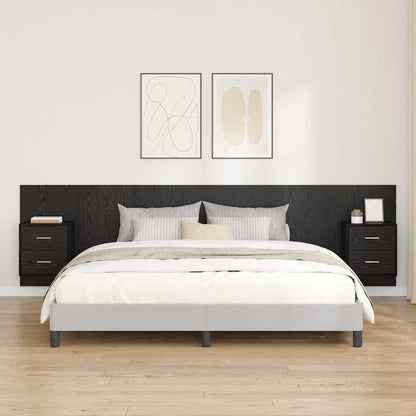 Testata con Comodino 3 pcs Rovere Nero Legno multistrato