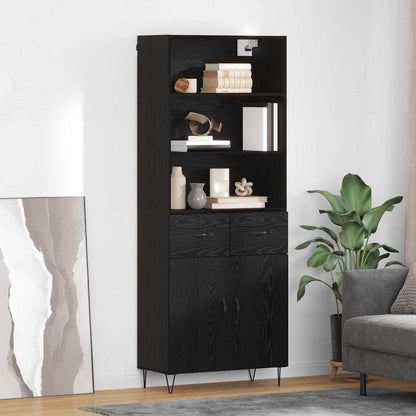 Credenza con cassetto 2 pcs Rovere Nero Legno multistrato