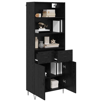Credenza con cassetto 2 pcs Rovere Nero Legno multistrato