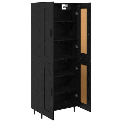 Credenza 2 pcs Rovere Nero Legno multistrato