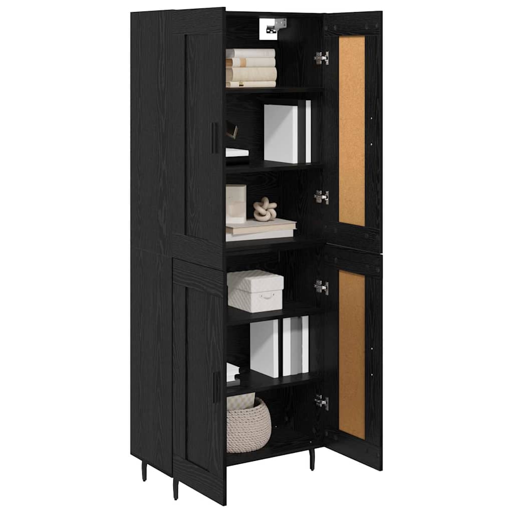Credenza 2 pcs Rovere Nero Legno multistrato