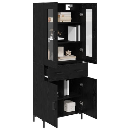 Credenza con cassetto 2 pcs Rovere Nero Legno multistrato