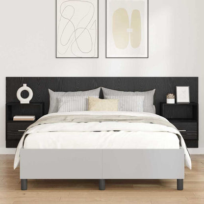 Testata con Comodino 3 pcs Rovere Nero Legno multistrato