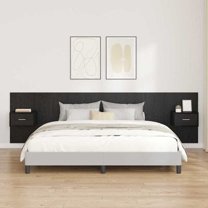 Testata con Comodino 3 pcs Rovere Nero Legno multistrato