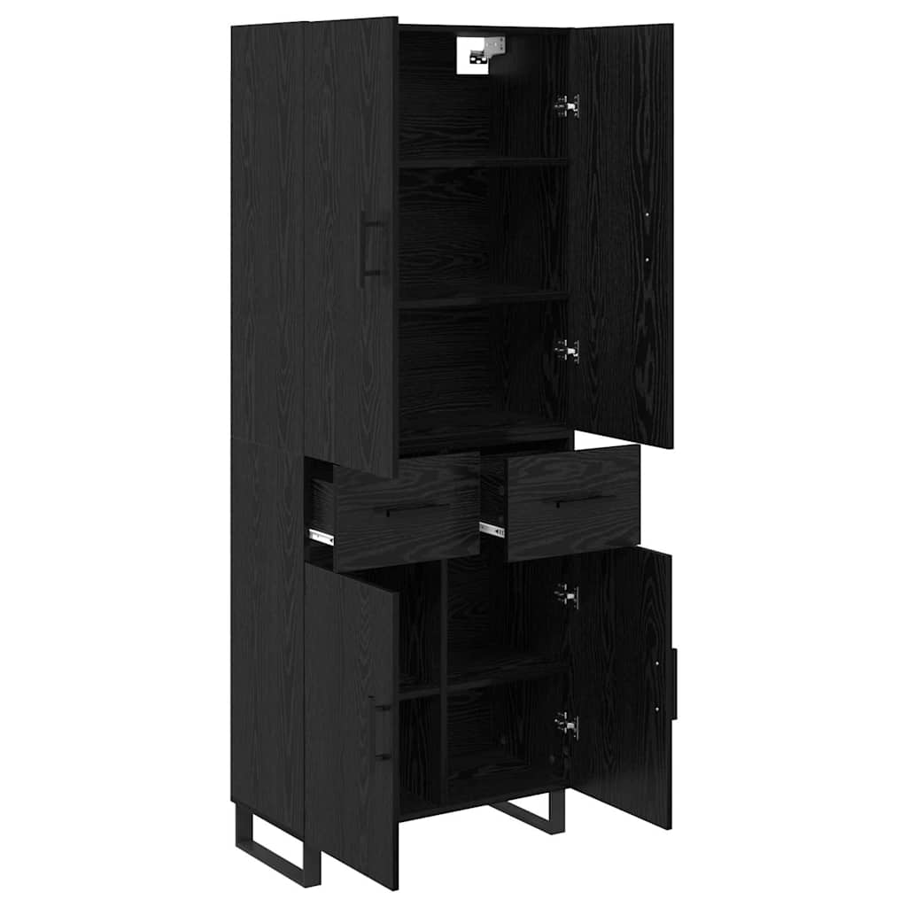 Credenza con cassetto 2 pcs Rovere Nero 69,5 x 34 x 180 cm