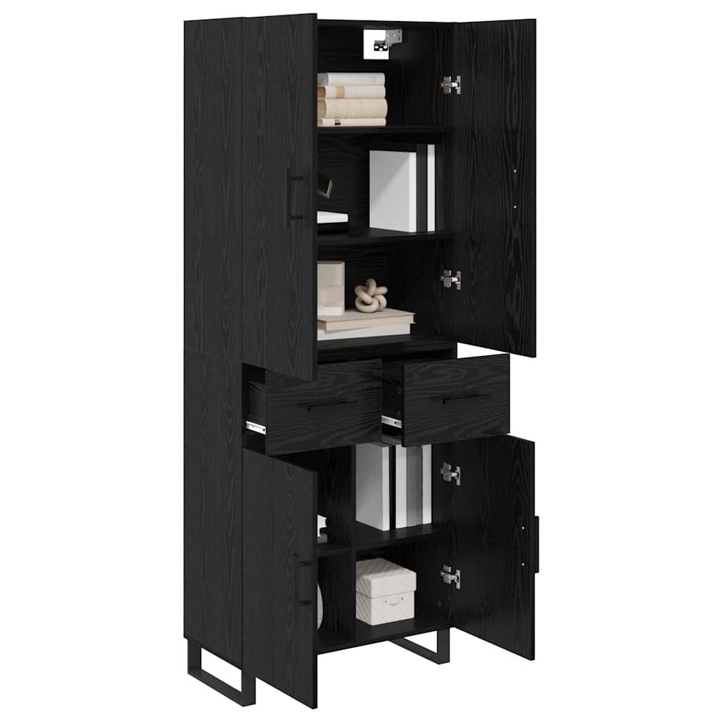 Credenza con cassetto 2 pcs Rovere Nero 69,5 x 34 x 180 cm